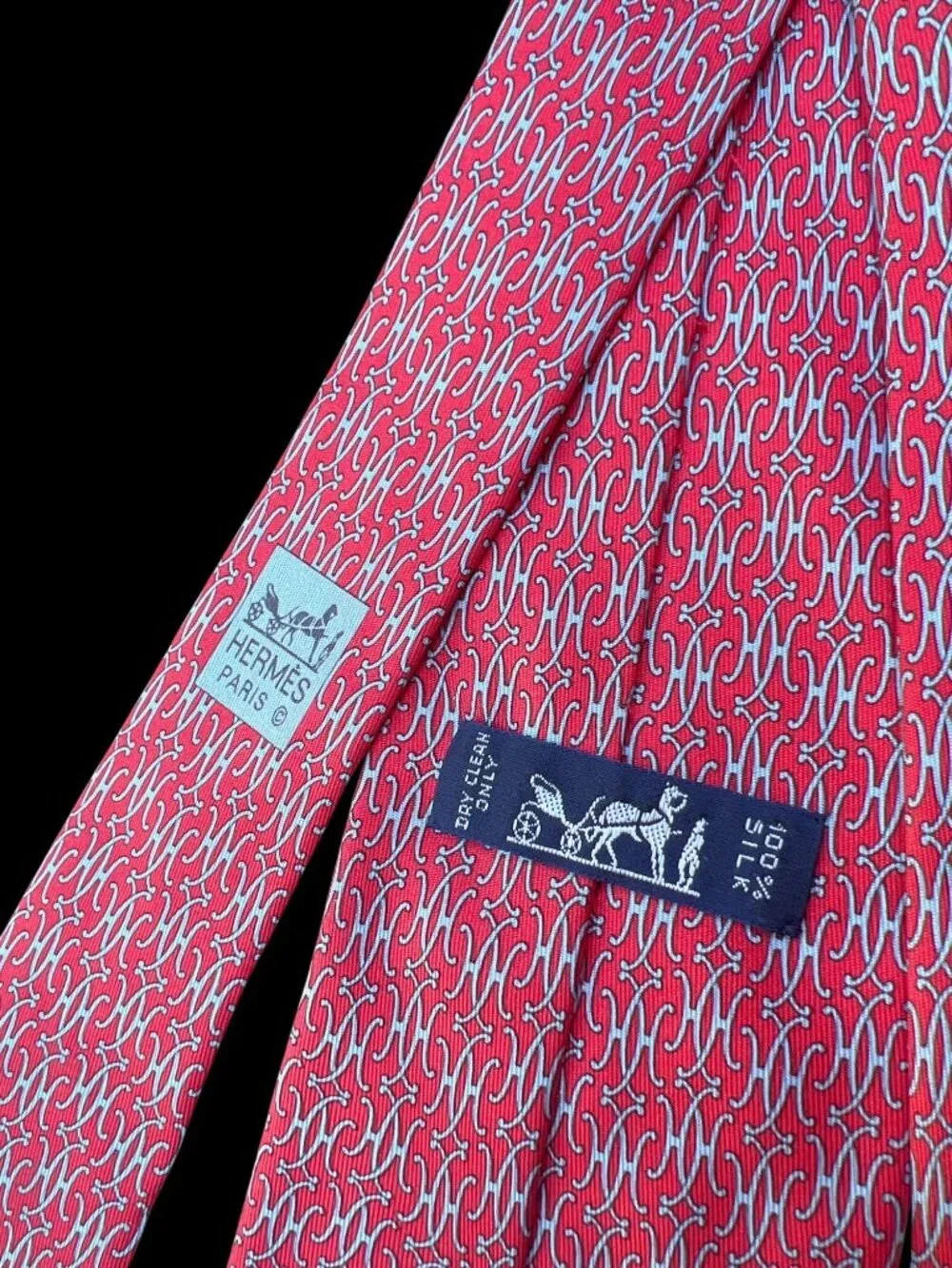 Hermes Necktie H Pattern 100% Silk Authentic Tie